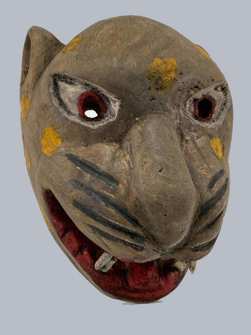 Oaxacan Mexican Jaguar Mask, Carved Wood (1 of 20)