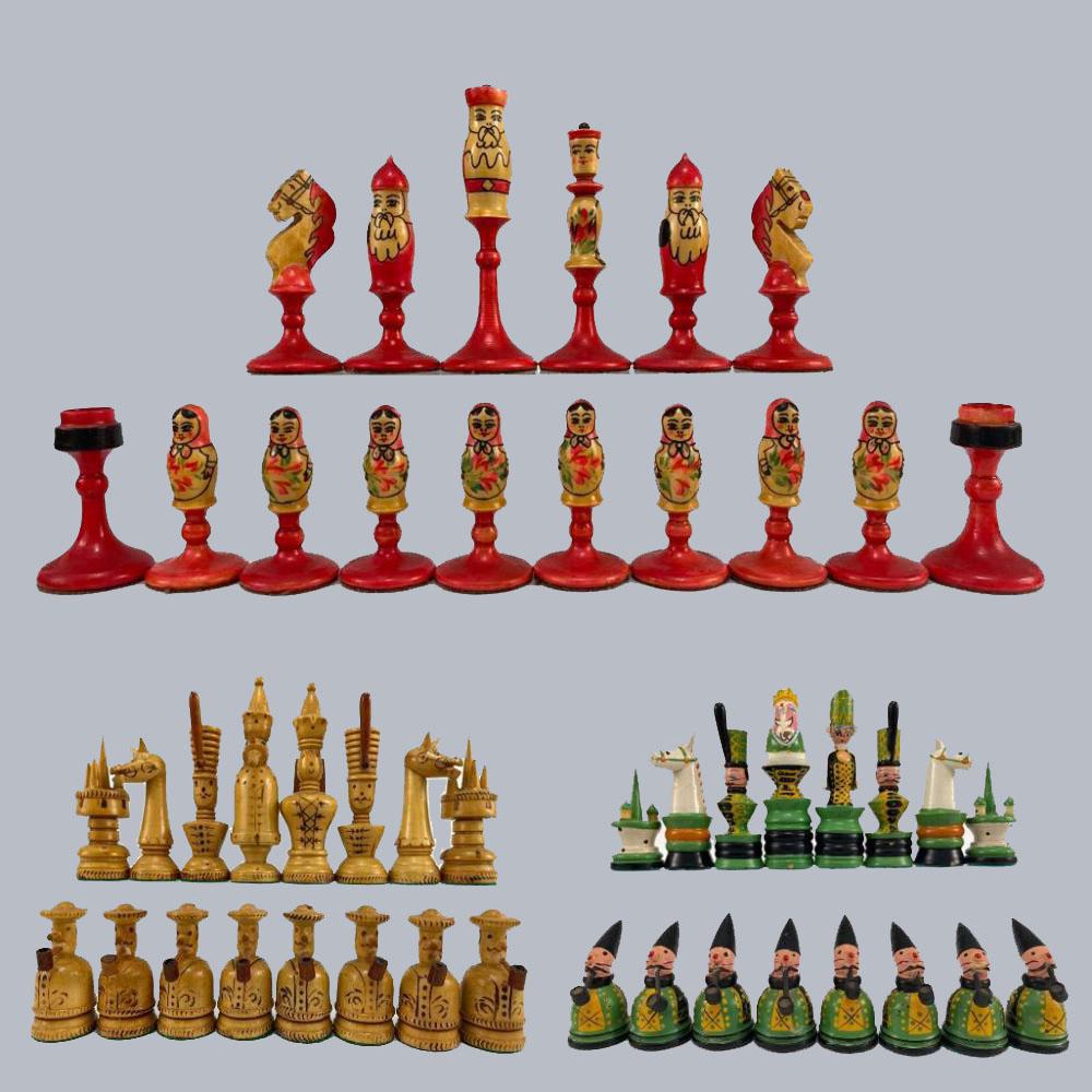 Vintage Russian & German Hand Painted Chess Sets (1 of 20)