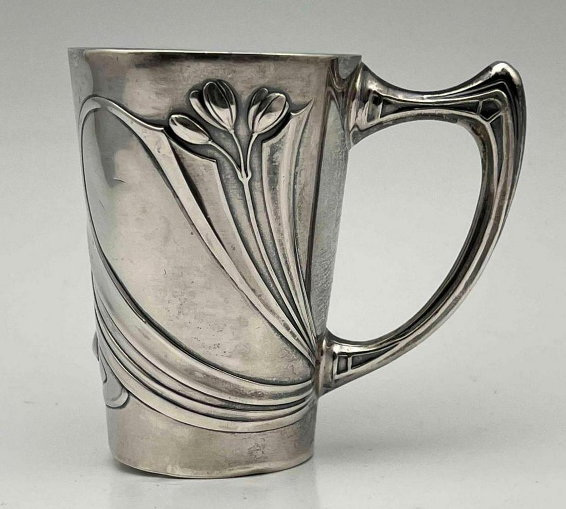 Art Nouveau Silver Cup With Repousse Floral Motif (1 of 13)