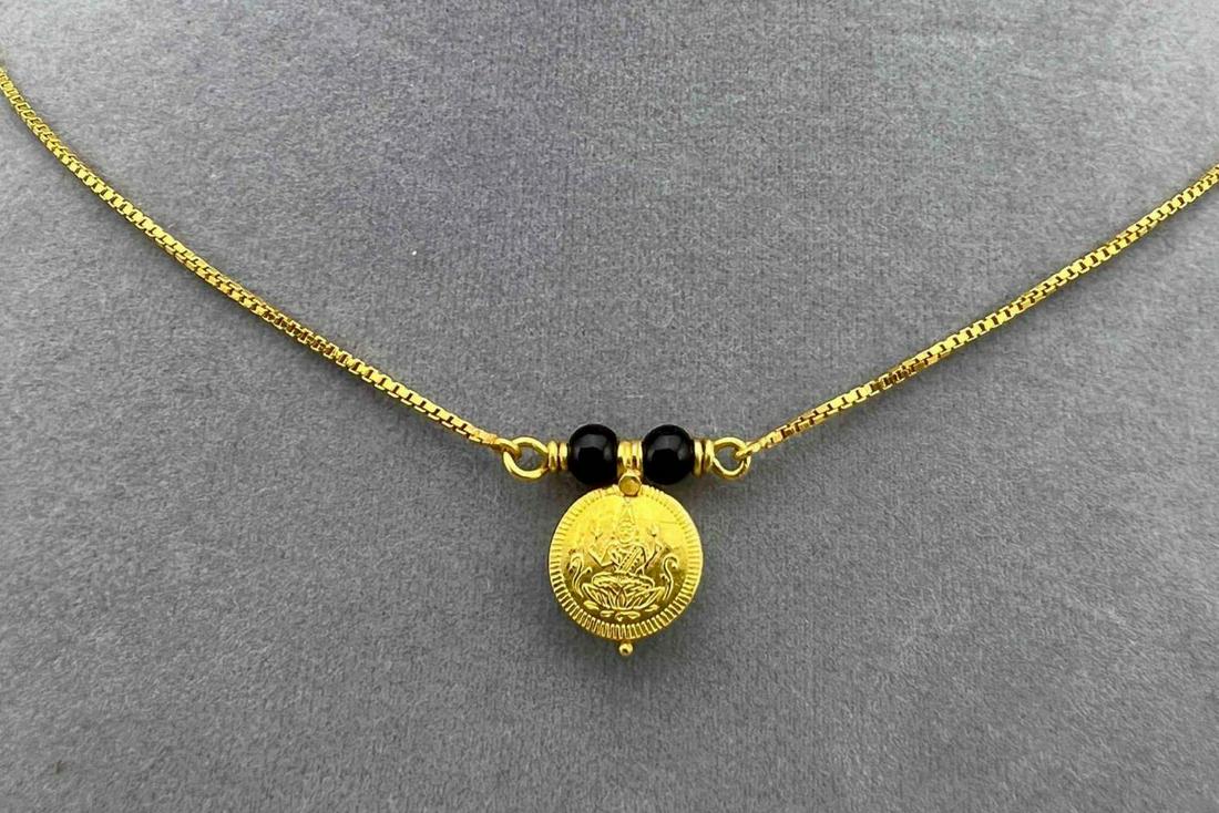 22K Gold Necklace With Hindu God Center (1 of 8)