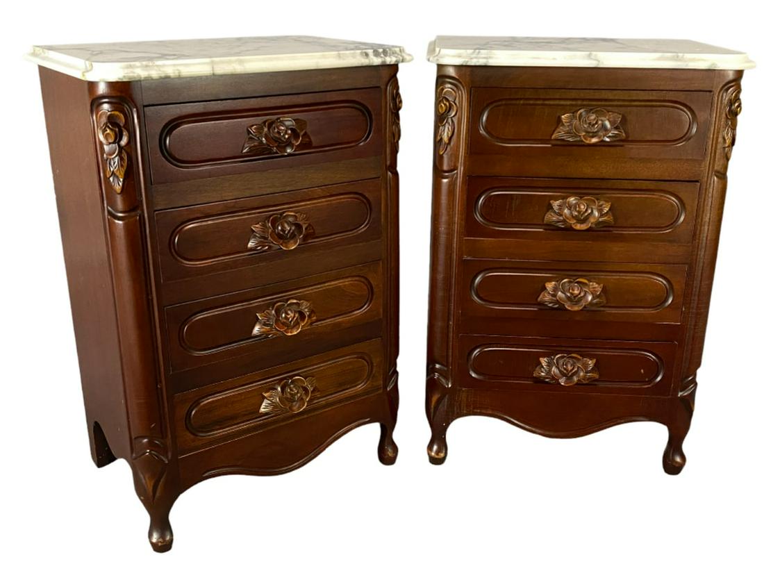 Two Italian Marble Top Small Chest of Drawers or Nightstands (1 of 20)