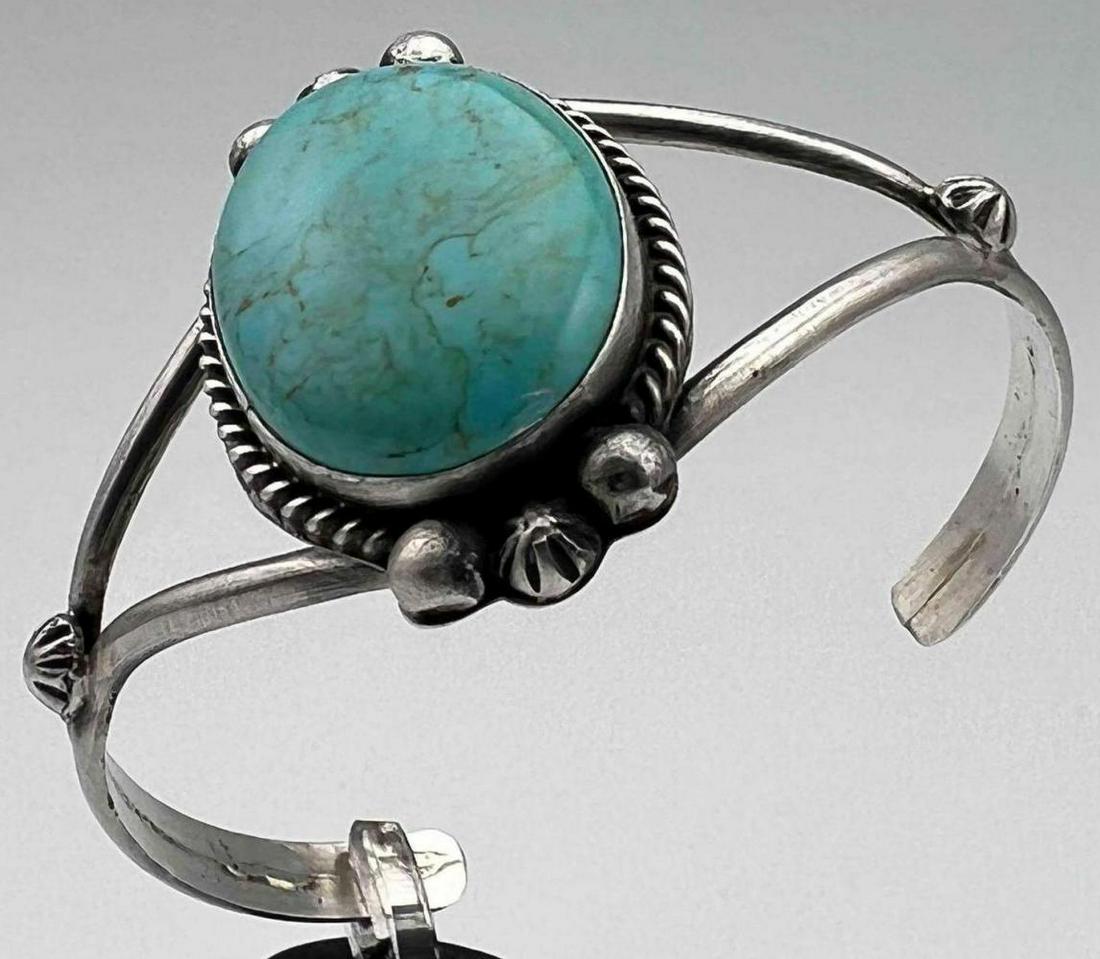 Navajo Sterling Silver Royston Turquoise Cuff Bracelet By Augustine Largo (1 of 11)