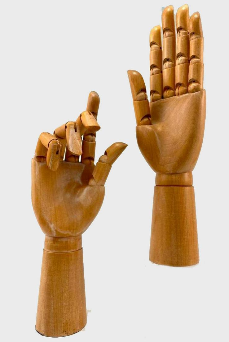 Two Articulated Artist's Mannequin Wooden Hands (1 of 19)