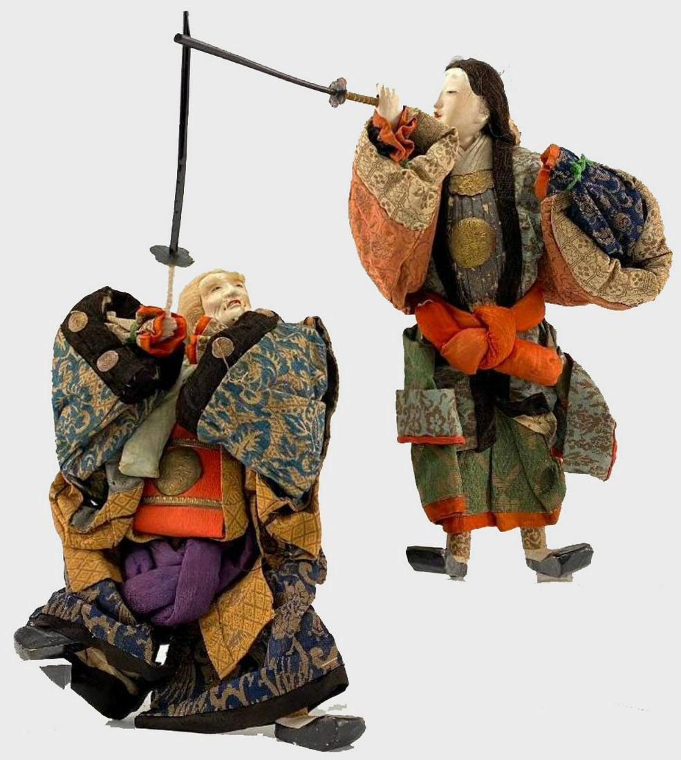 2 Antique Samurai Figures From the Late 1800s Or Early 1900s (1 of 19)