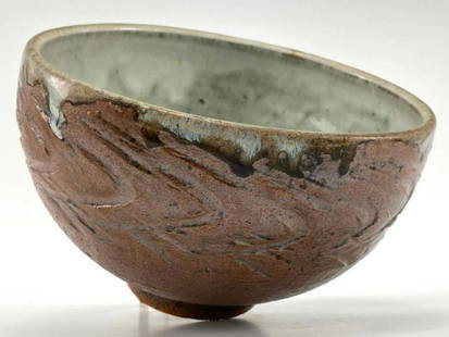 Tatsuzo Shimaoka, Japanese Ceramic Bowl: Tatsuzo Shimaoka Brown Ceramic Bowl With White Glaze Inside. Approximately 7.625W x 5.8125H in.