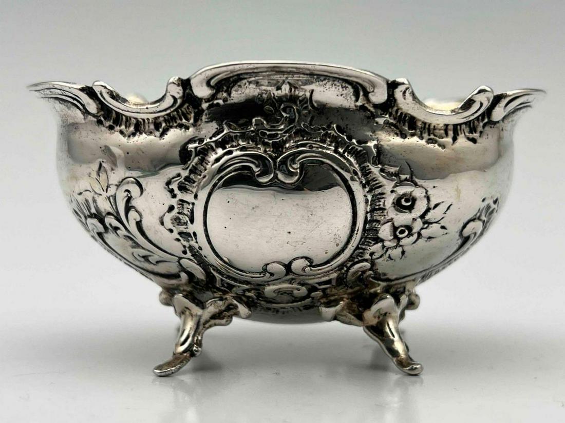 Antique Swedish 830 Silver Sugar Bowl With Feet And Floral Motif. 74.7g (1 of 8)