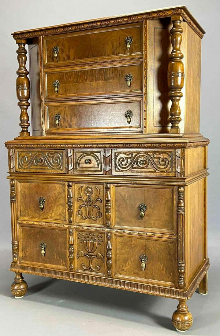 19th C Jacobean Revival Chest of Drawers (1 of 15)
