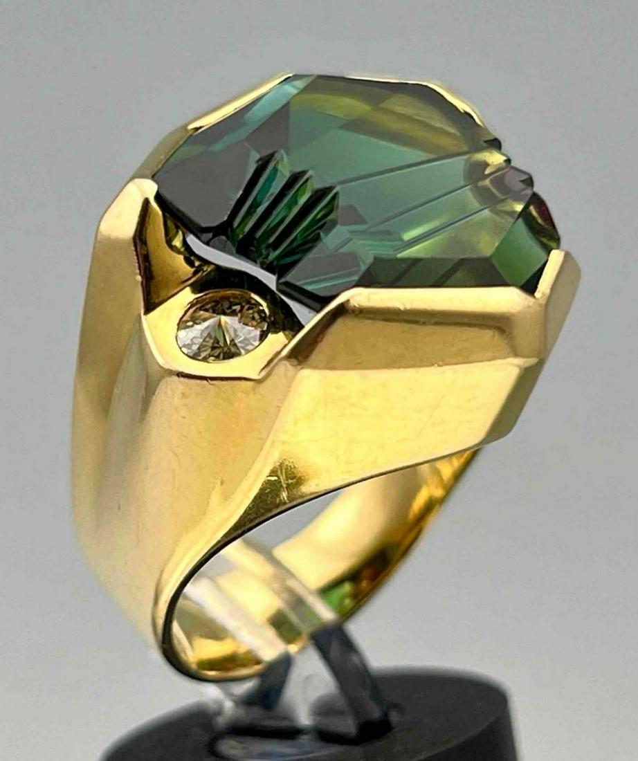 18k Gold Tourmaline Diamond And Ruby Ring By Jorg Munsteiner