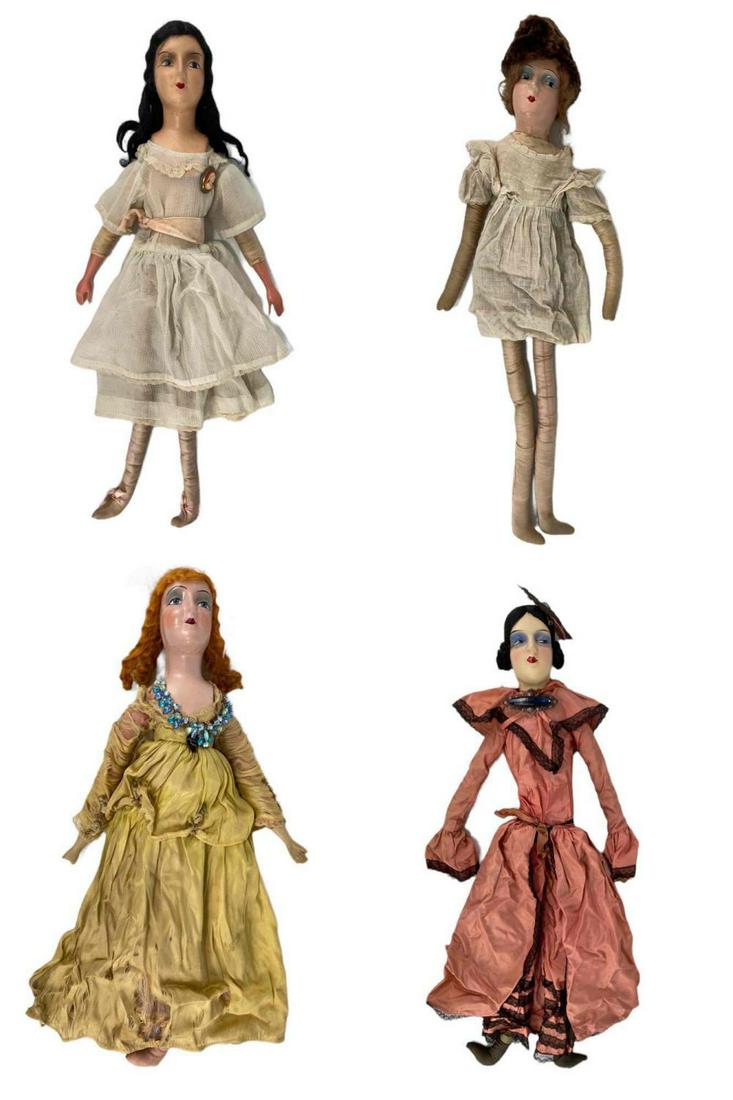 Lot of 4 Antique European Boudoir Dolls (1 of 20)