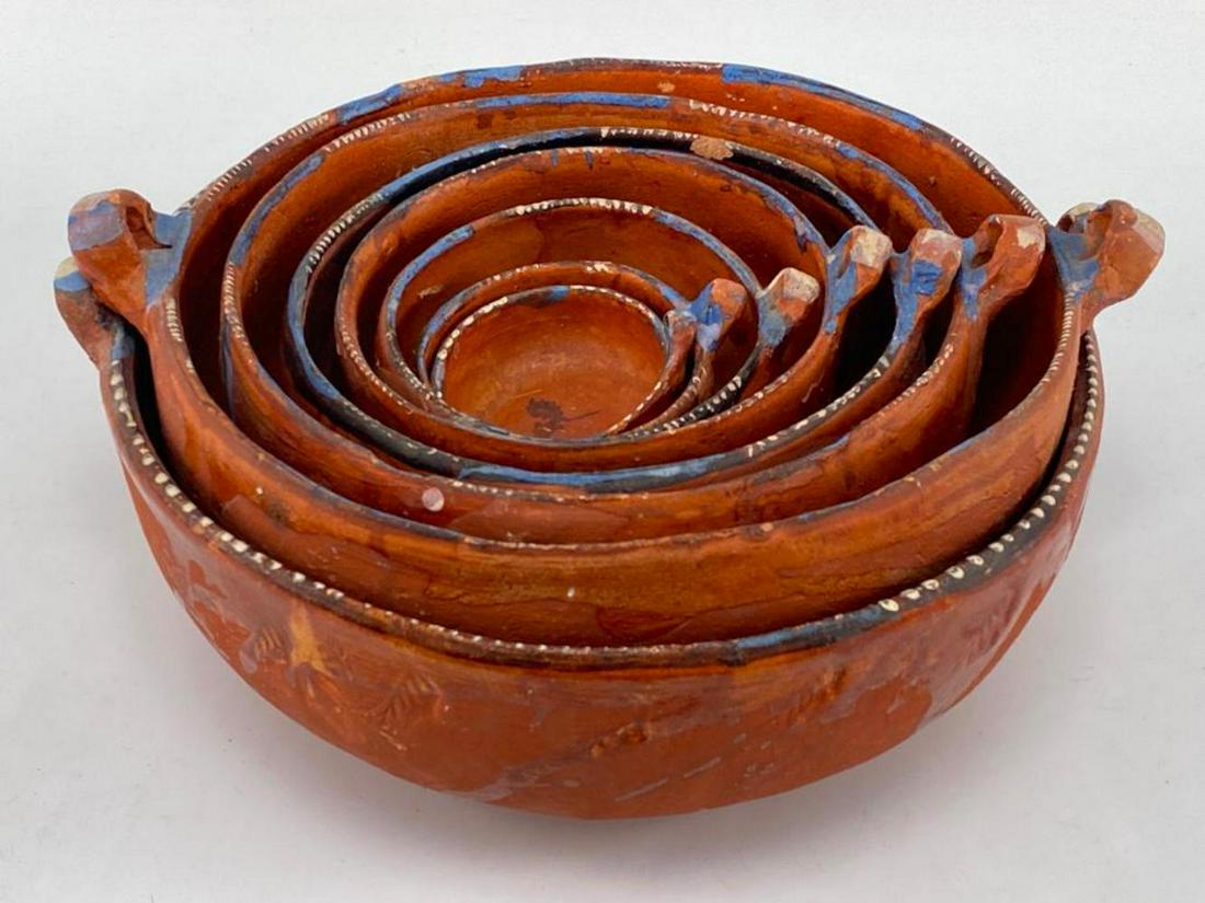 8 Older Mexican Nesting Redware Pots (1 of 18)