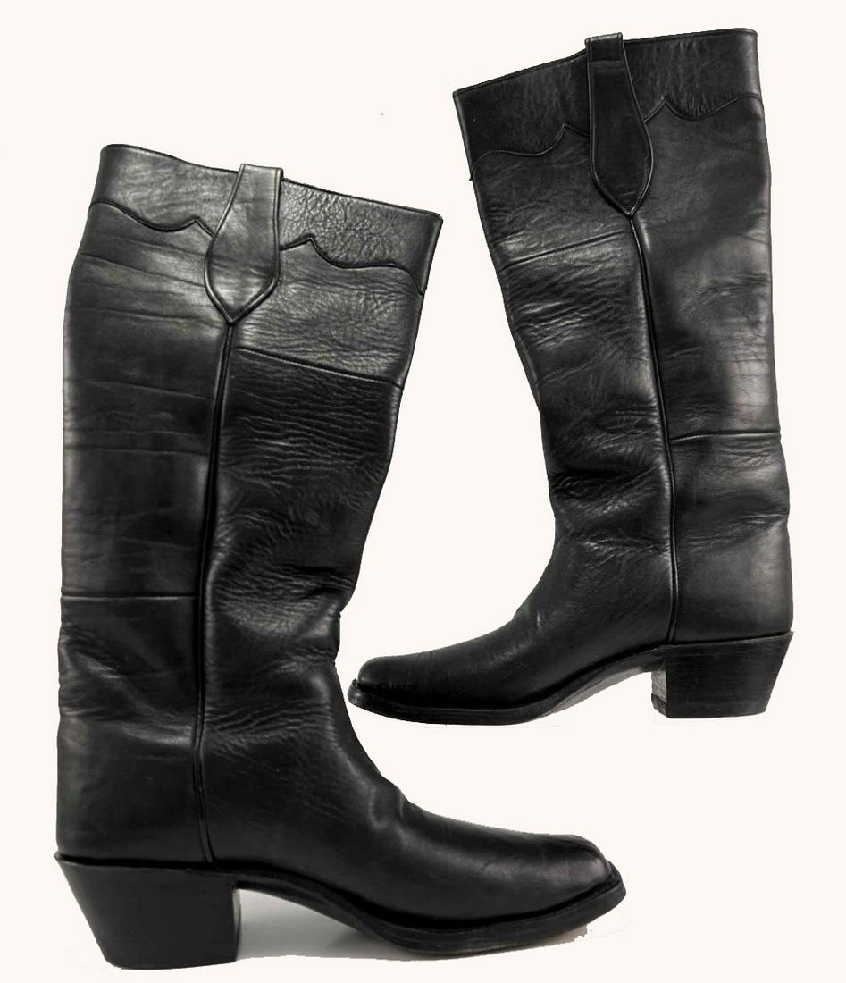 Mens Vintage Handmade Black Leather Western Boots, Believed To Be Made By Dave Viers. (1 of 13)