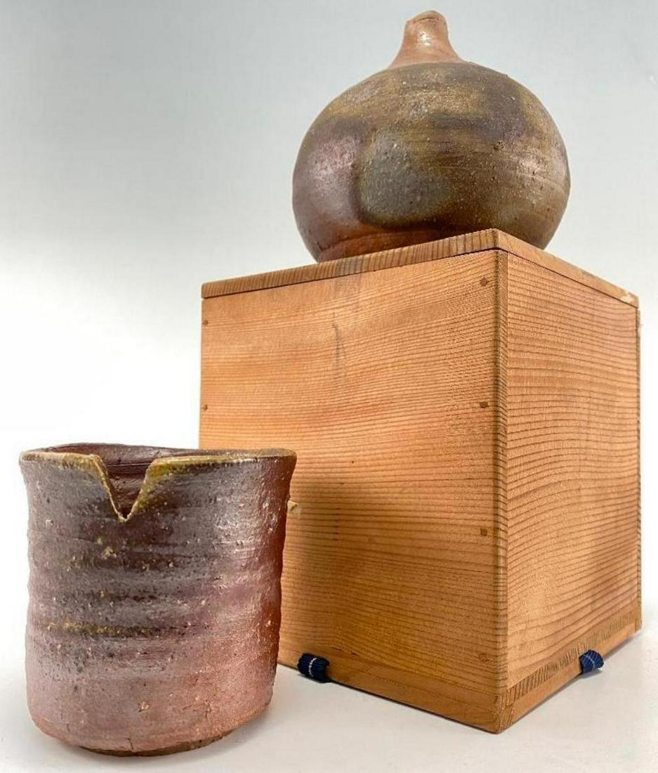 Michiaki Kaneshige Japanese Bizen Art Pottery Case and Cup (1 of 20)