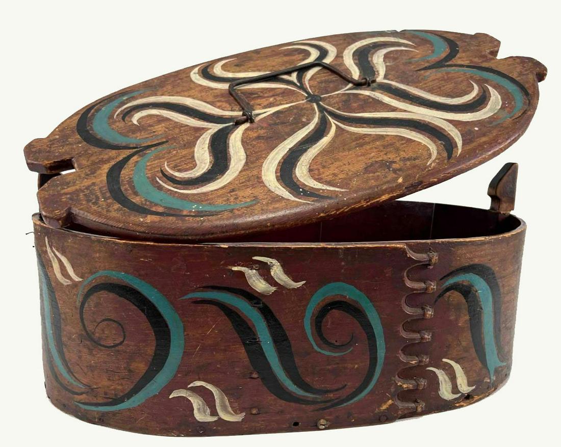 19th Century Wooden Norwegian Hand Painted Wedding Box (1 of 18)
