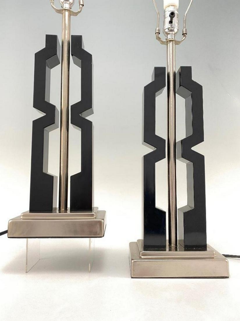 Pair of Modernist Black and Chrome Table Lamps (1 of 20)