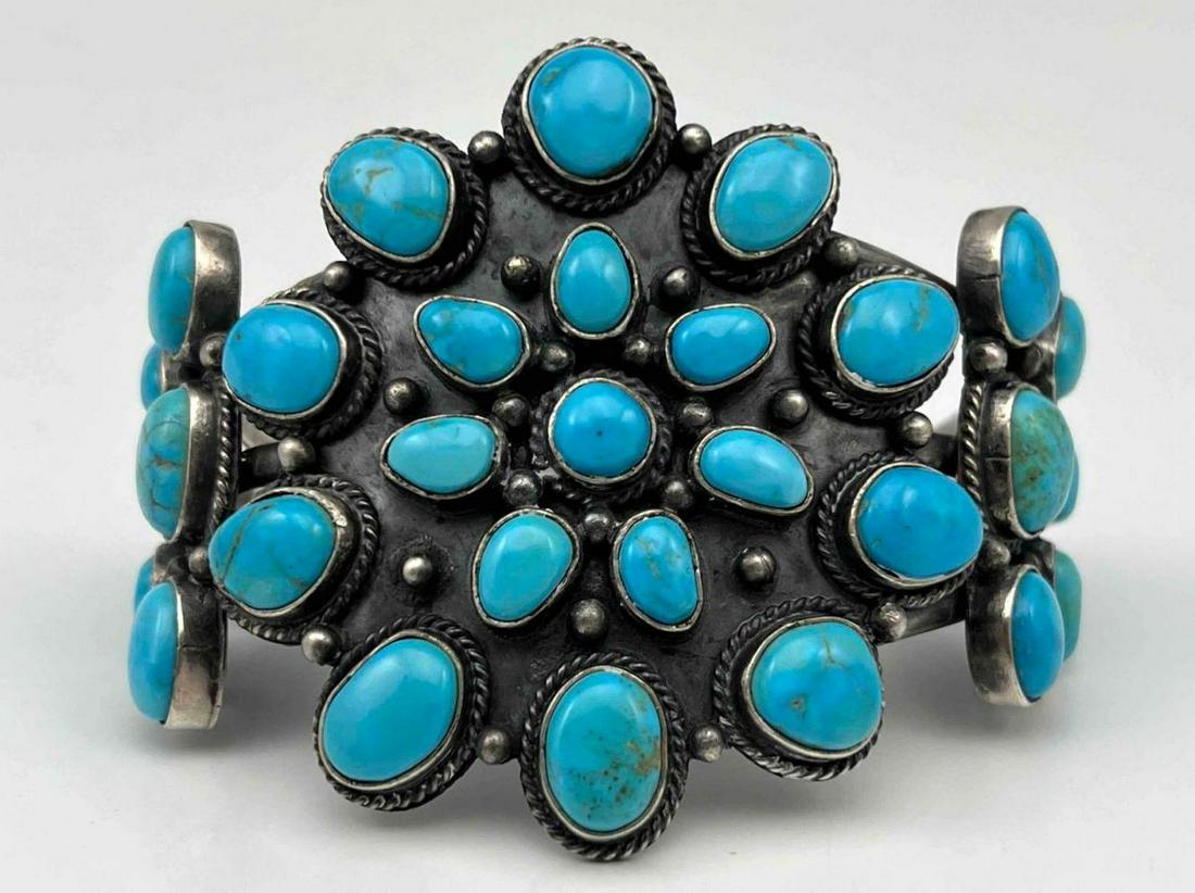 Navajo Sterling Silver And Turquoise Cuff Bracelet (1 of 11)