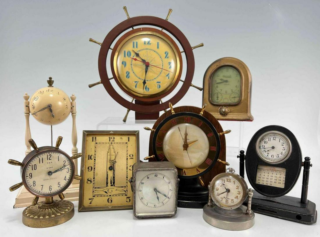 Nine Decorative Vintage Clocks, Includes Monarch, Waltham, Telechron, And Admiral (1 of 20)