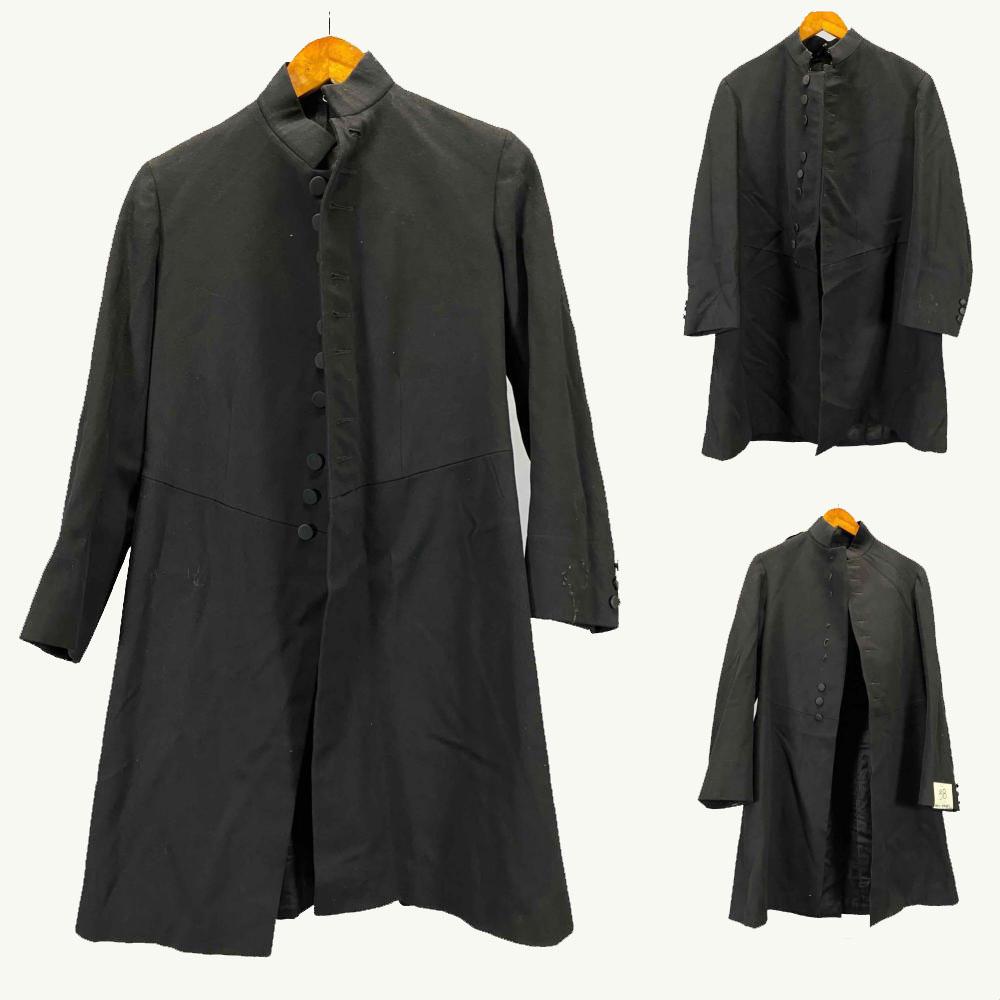3 Black Button Front Long Coats. No markings. (1 of 19)