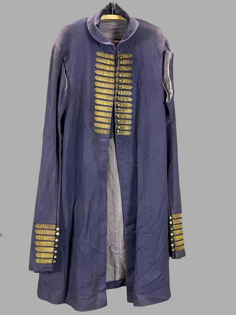 Military Uniform Long Coat, Old Hollywood Costume: Blue Military Long Coat, Marked United Costumers Inc Manufacturers, M 44, No 751.
