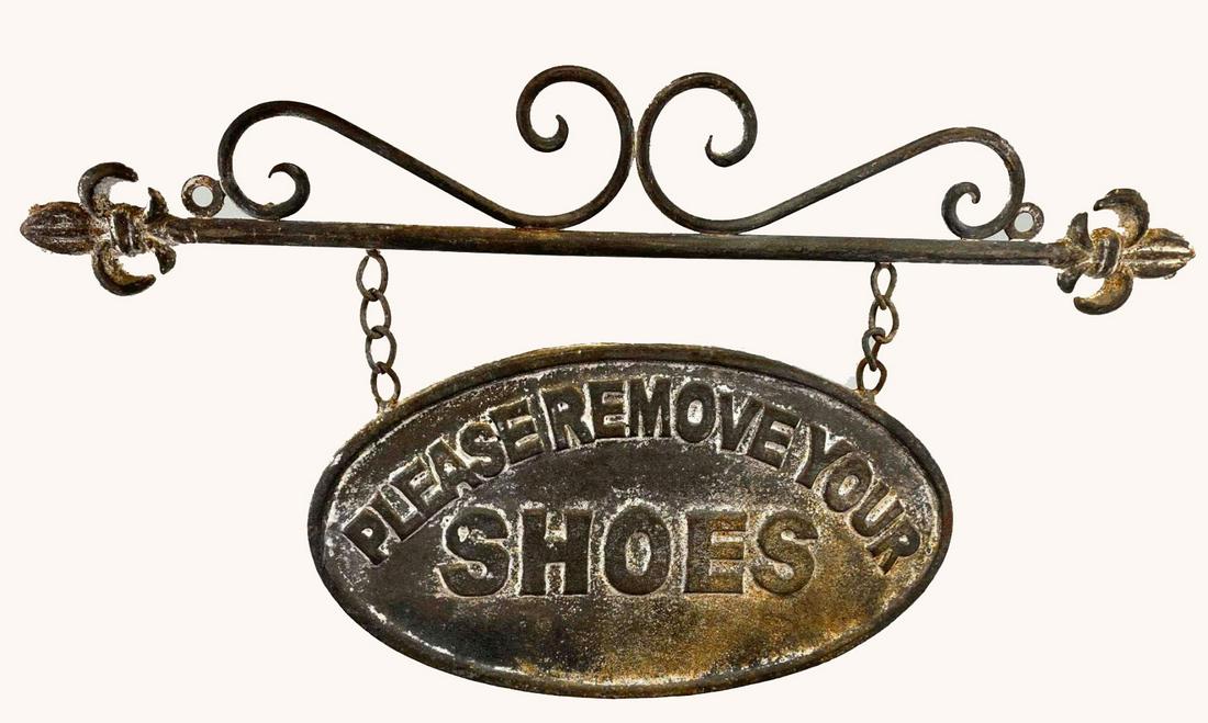 Vintage Cast Iron Remove Shoe Sign (1 of 16)