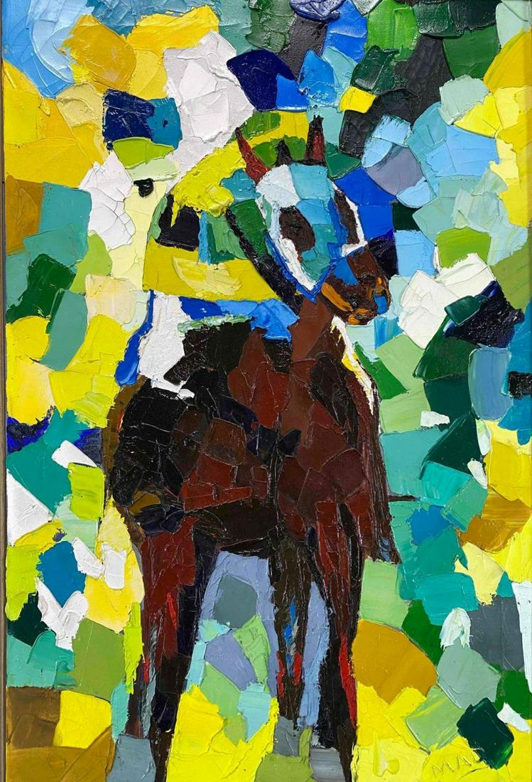 Mary Ann Dickey, Abstract Expressionist Horse and Jockey, Oil on Canvas (1 of 18)