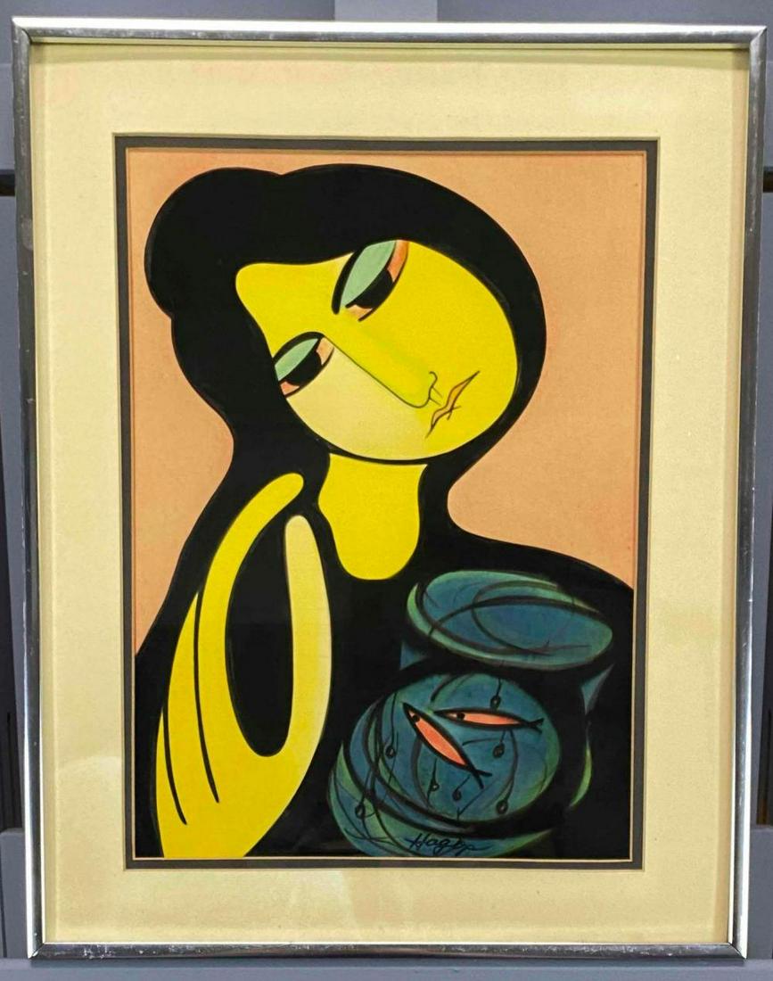 Hagop Chakrian, Oil on Clay Paper, Abstract Modernist Portrait (1 of 11)