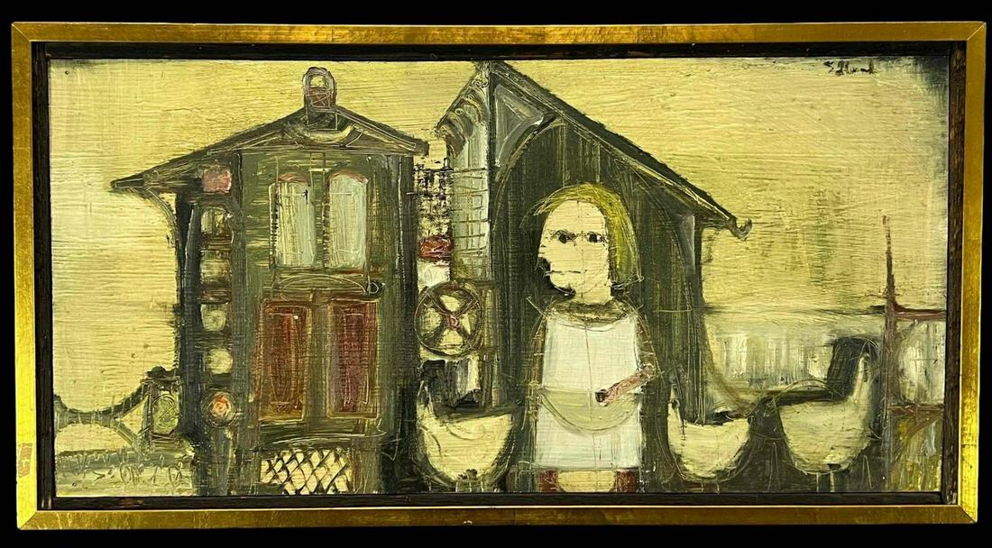 Black Egg, Swedish Expressionist School, Oil on Board, Signed Edlund (1 of 20)