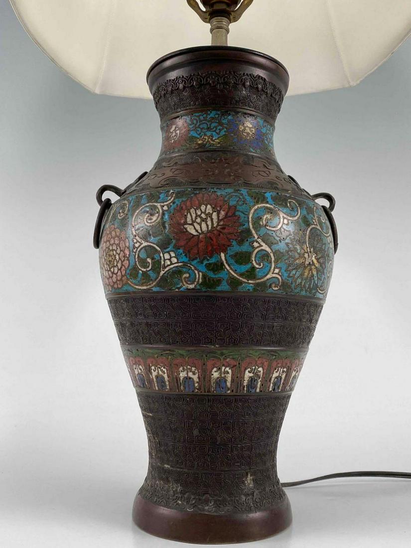 Antique Japanese Champleve Enameled Bronze Lamp (1 of 20)