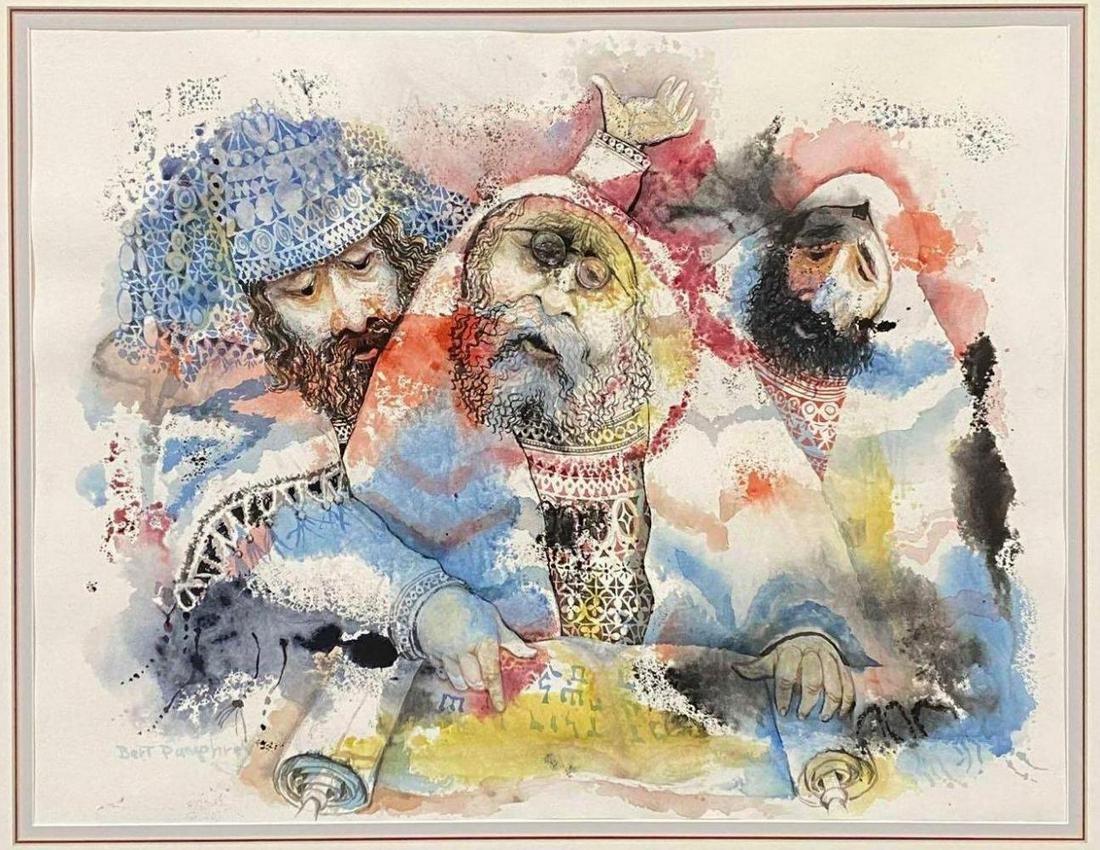 Bert Pumphry, Study of the Torah, Watercolor on Paper (1 of 20)