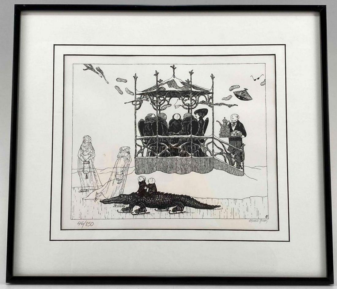 Edward Gorey, Ice Skating Alligator, Lithograph on Paper (1 of 14)