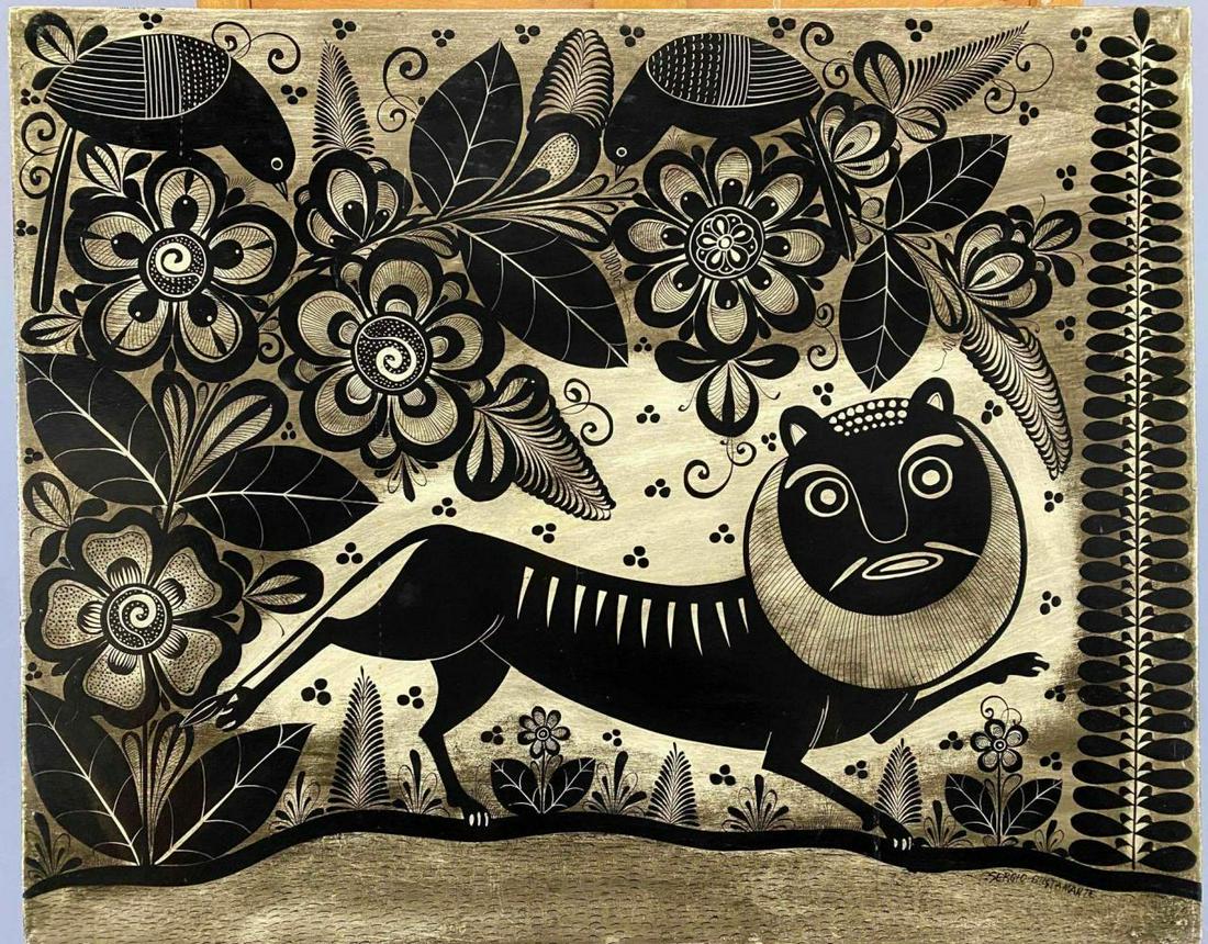 Sergio Bustamante, Lion in Forest, Oil on Board (1 of 18)