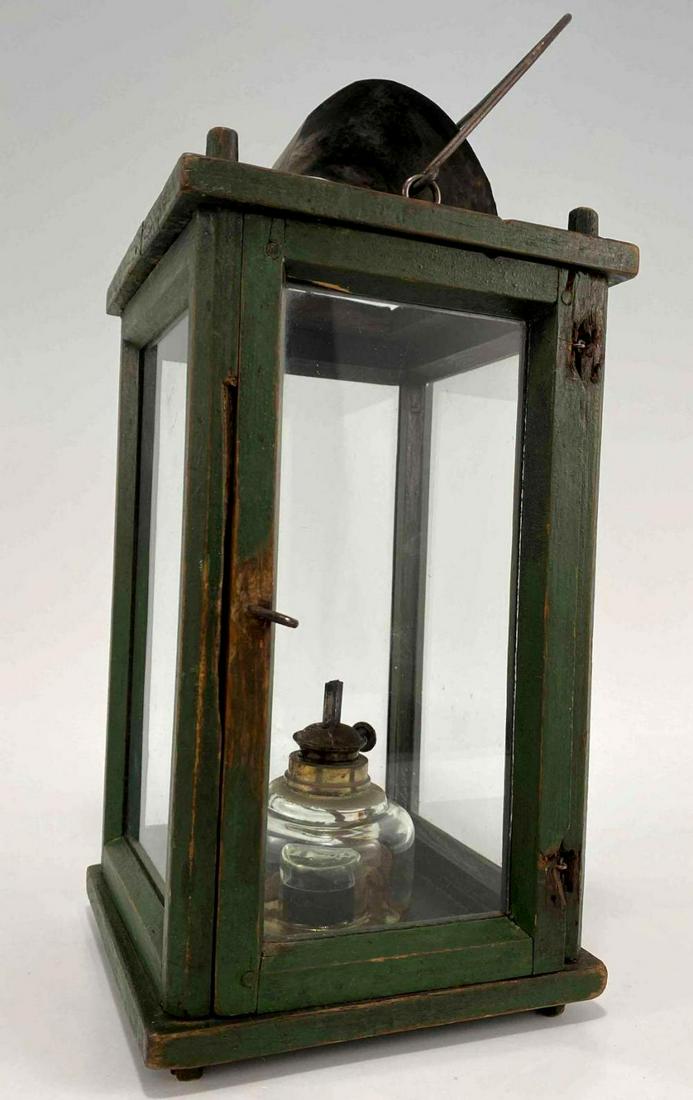 Antique Primitive Green Painted Lantern (1 of 12)
