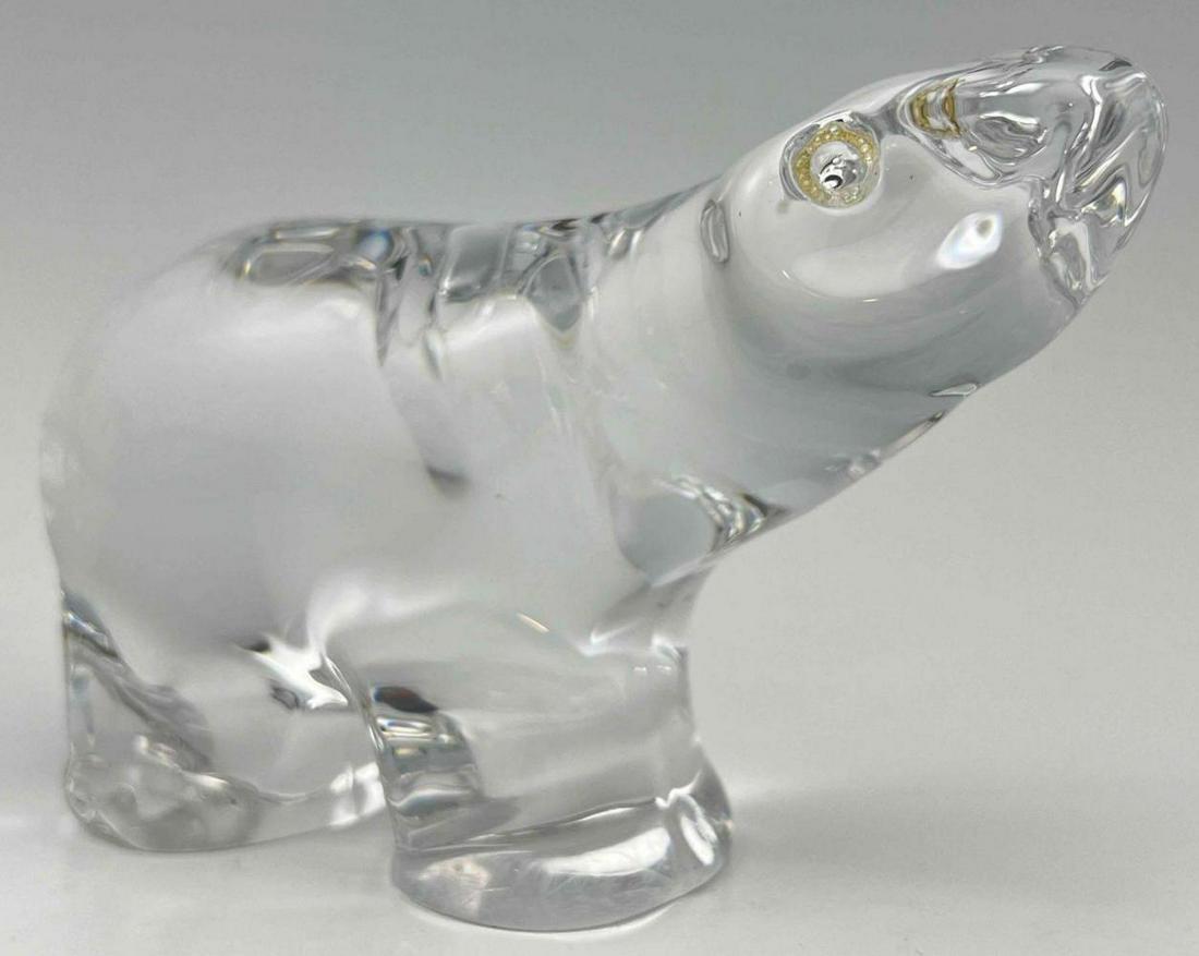 Vintage Daum Crystal Polar Bear Sculpture: Vintage Daum Crystal Polar Bear Sculpture. Marked Daum. Approximately 6.25 L x 4.0625 H x 2.375 W Inches.