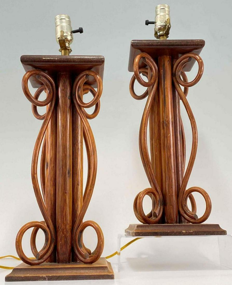 Pair of Rattan Column Form Table Lamps (1 of 14)