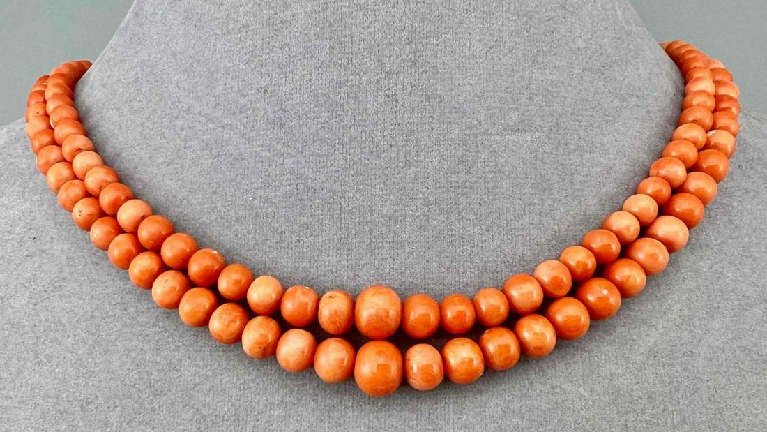 Vintage Double Strand Coral Necklace (1 of 9)