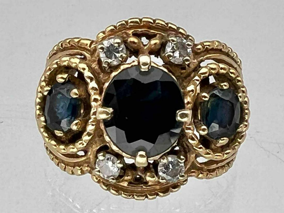 14K Gold, Sapphire, And Diamond Ring (1 of 8)