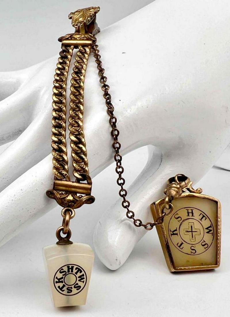 Antique Masonic Gold Filled Watch Chain & Fobs (1 of 16)