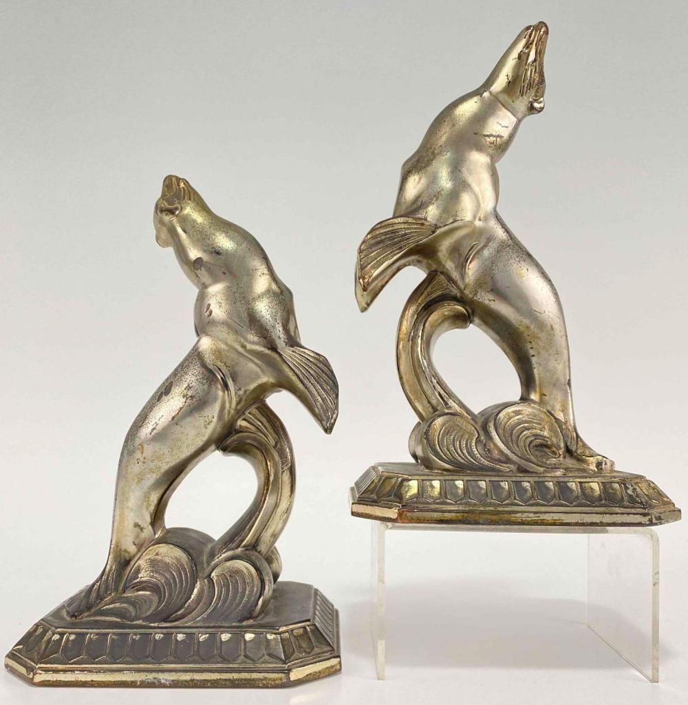 Pair of Spelter Sea Lion Bookends (1 of 20)