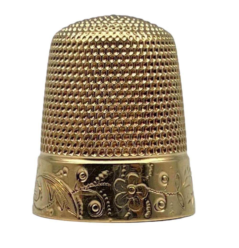 14K Gold Thimble With Engraved Floral Details (1 of 8)
