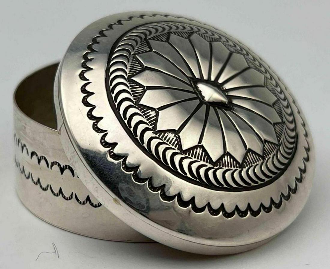 Navajo Sterling Silver Hand Stamped Box (1 of 12)