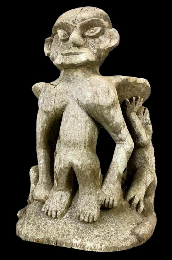 African Carved Wood Stool, Unknown Origin: African Carved Wood Stool, Unknown Origin. Approximately 26.9375H x 17.25W x 16.75D in.