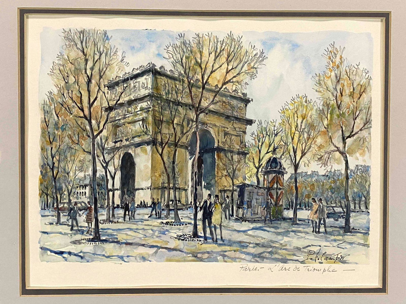 Pierre Cambier, L'Arc de Triomphe, Watercolor on Paper (1 of 13)