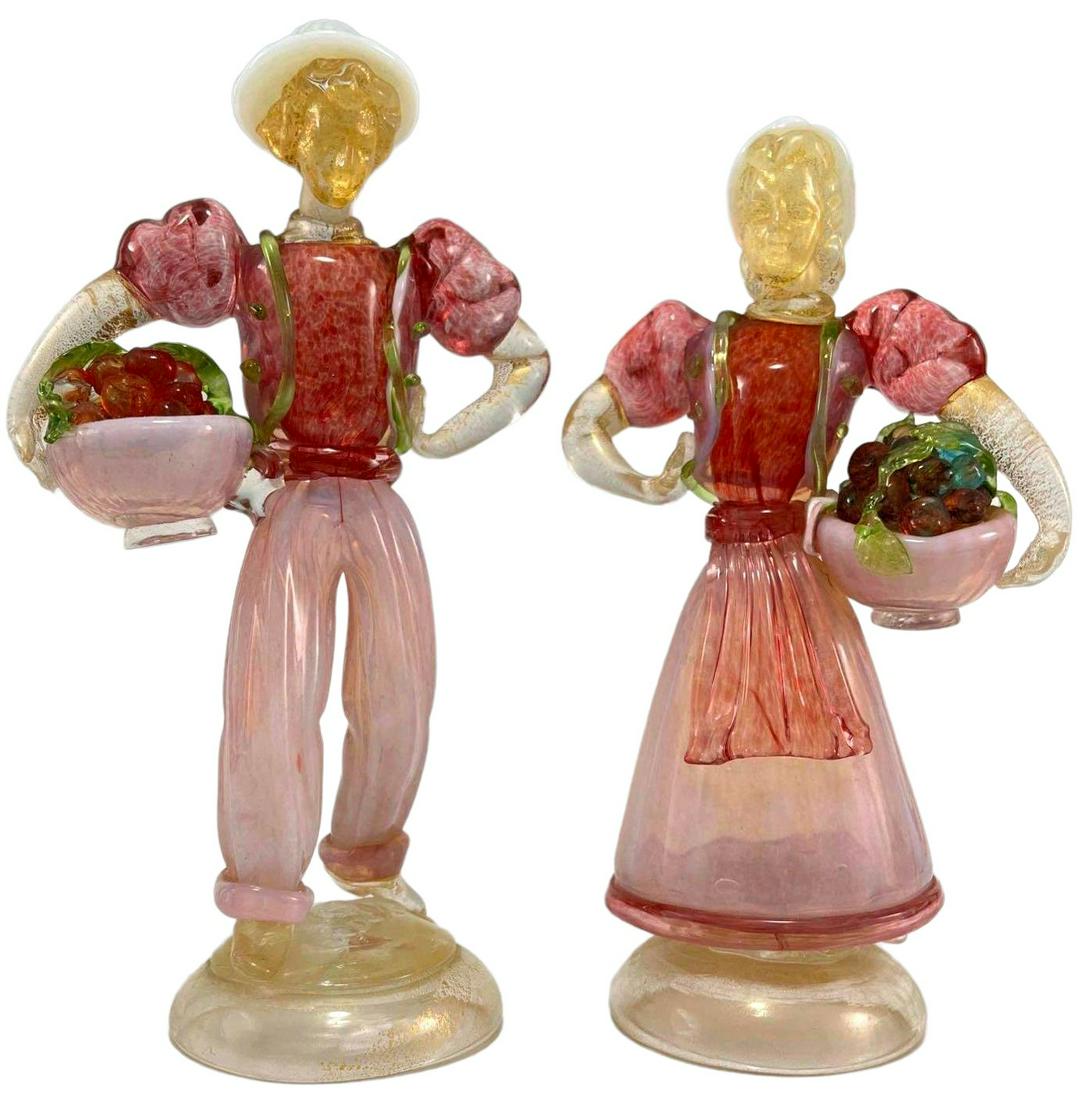 Pair of Murano Art Glass Peasant Figures (1 of 18)