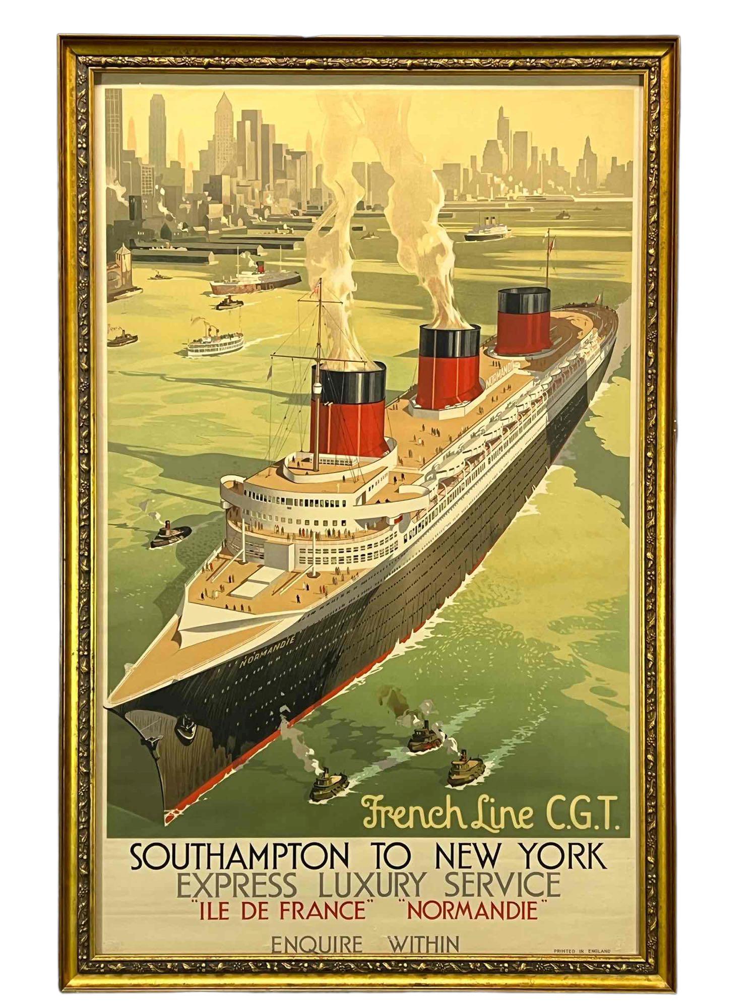 Rare SS Normandie French Line CGT Poster (1 of 19)