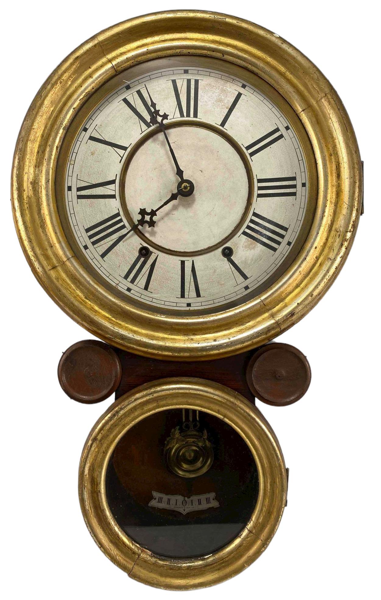 Antique Gilt Ansonia Wall Clock (1 of 17)