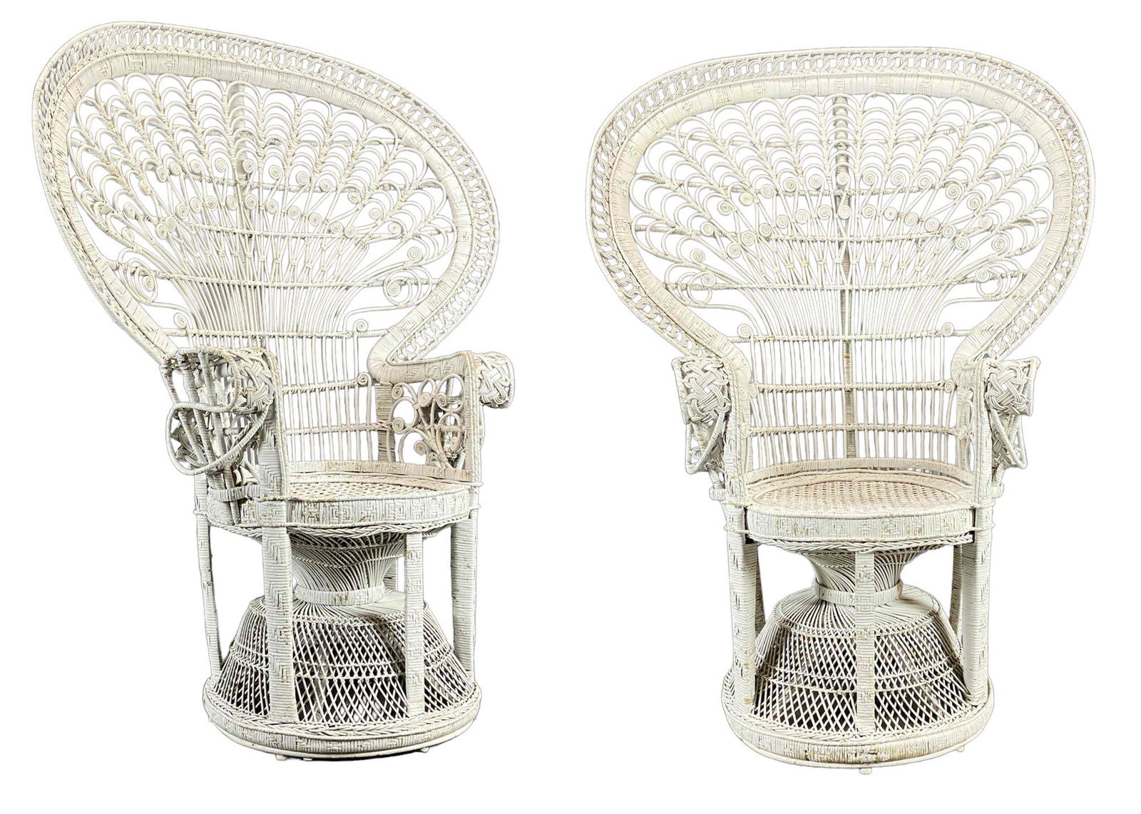 Pair Of White Painted Vintage Peacock Chairs (1 of 17)