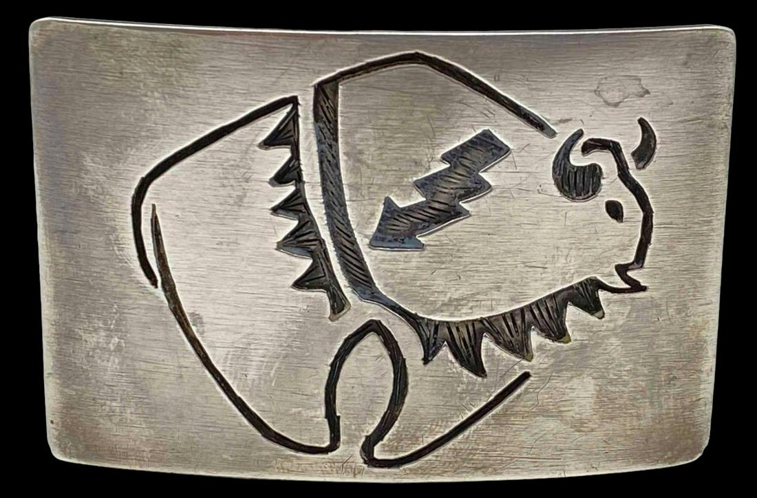 Vintage Sterling Silver Native American Buffalo Buckle (1 of 5)