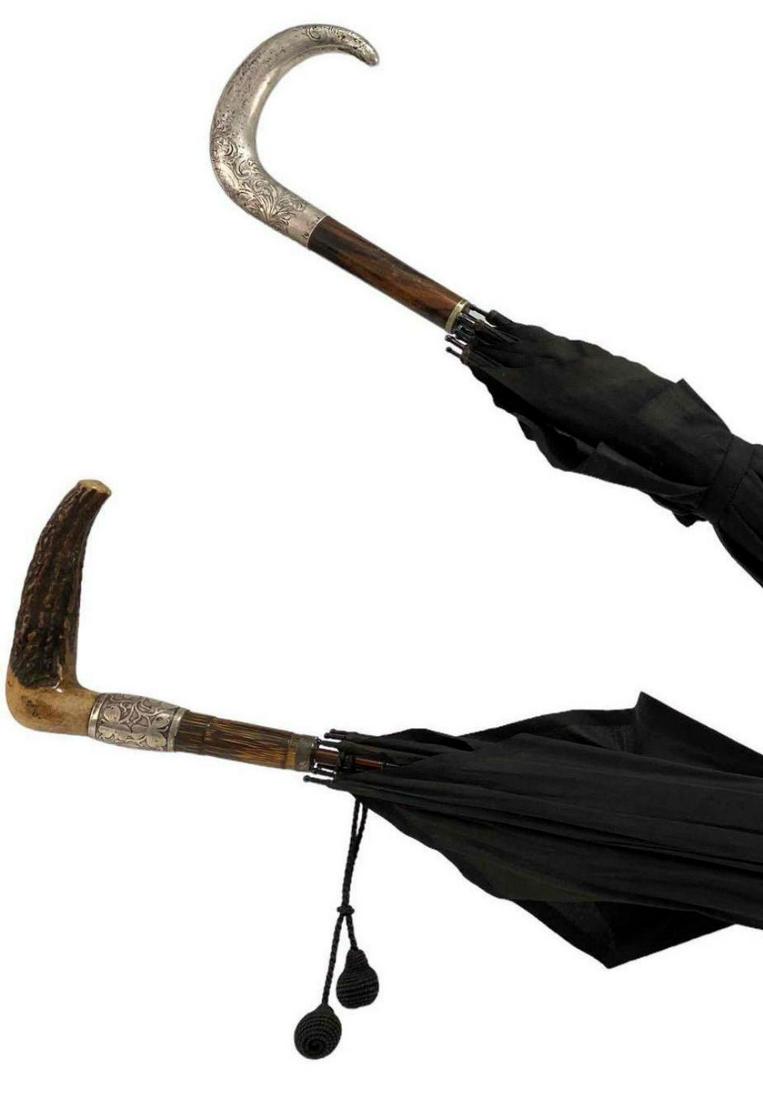 2 Antique Umbrellas With Sterling Silver And Horn Handles (1 of 20)