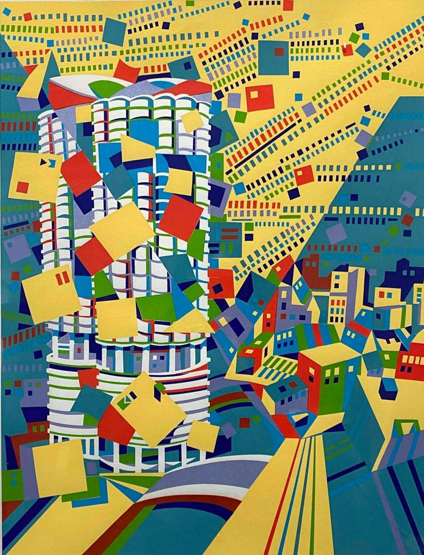 Risaburo Kimura, Chicago Cityscape, Japanese Serigraph on Paper (1 of 17)