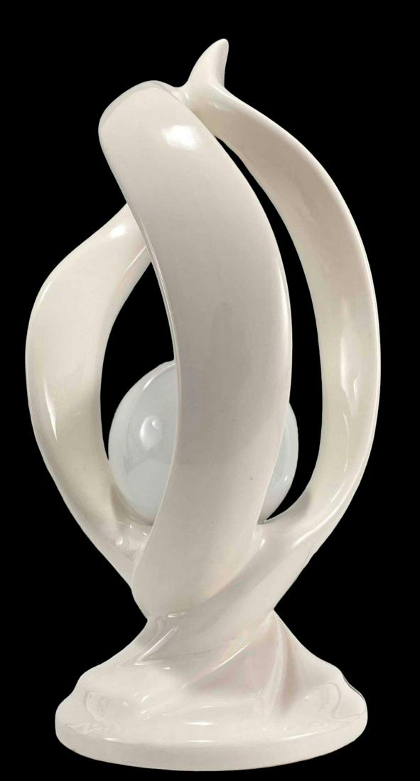 American Modern White Glazed Ceramic Helix Lamp (1 of 11)