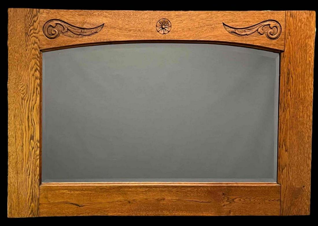 Antique Art Nouveau Influence Oak Mirror (1 of 13)